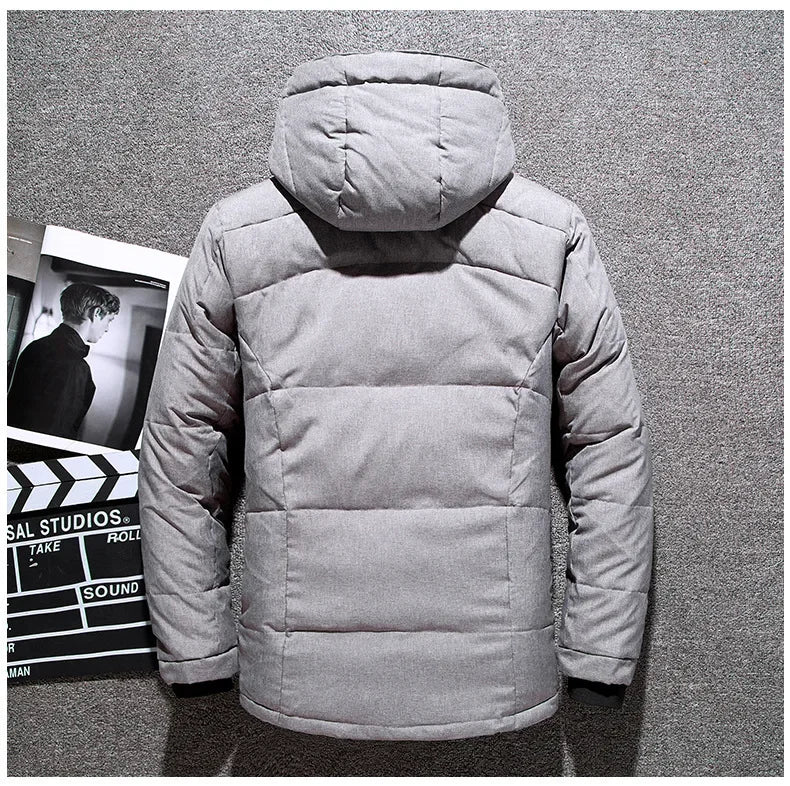 Men's Winter Parkas Hood Thick Warm Waterproof Jackets New Top Male Winter Jacket White Duck Down Parka Casual Goose Feather