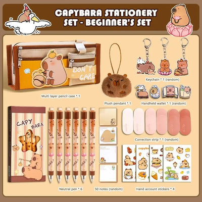 Large Capacity Gift Box Capybara Stationery Set Pencil Case Abundant Back-to-school Gift Kit Cute School Supplies for Students