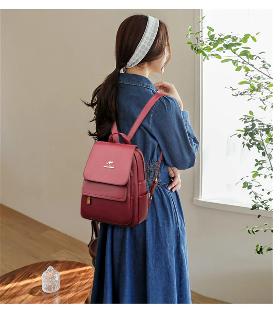 Women High Quality Leather Backpack Large Capacity School Shoulder Bags for Teenage Girls Travel Backpack Designer Sac A Dos