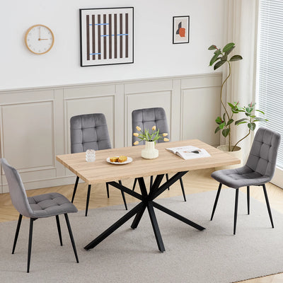 Modern Minimalist Rectangular Dining Table With Metal Base, For 4 - 6 People, Suitable For Kitchen/Dining Room, 140*80cm