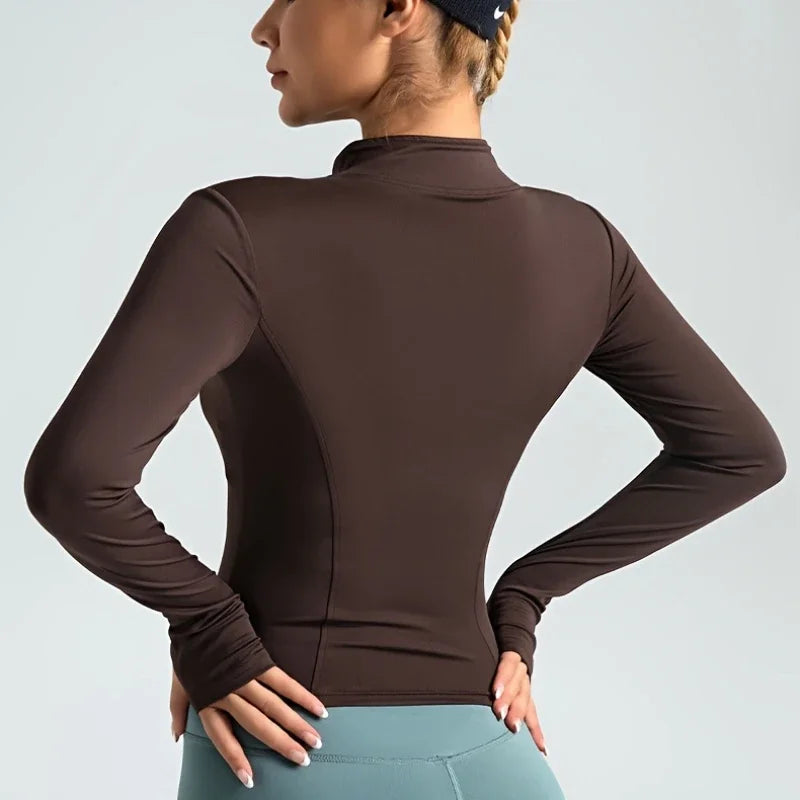 Jackets Women Coat Moisture Wicking Fitness Jackets Yoga Coat Women Shacket Stretchy Running Wear Slim Fit Sports Outerwear