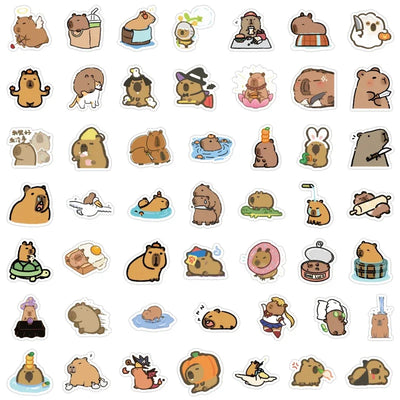 10/30/50pcs Cute Cartoon Animal Capybara Stickers Decals for Laptop Fridge Notebook Diary Funny Decoration Sticker Kids Toys