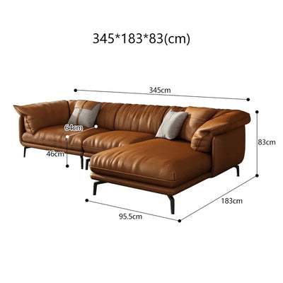 Modern Minimalist Living Room Leather Sofa  Apartment Furniture Set Combination Wtih Customzied Color