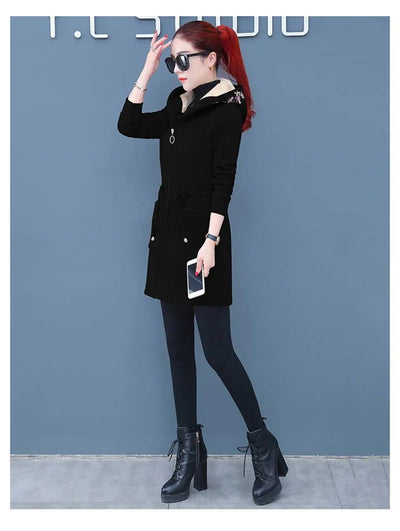 Plus Velvet Thicken Lamb Plush Coat Female 2024 New Autumn And Winter Parka Lace-Up Of Hooded Loose Long Trench Coat Embroid LA