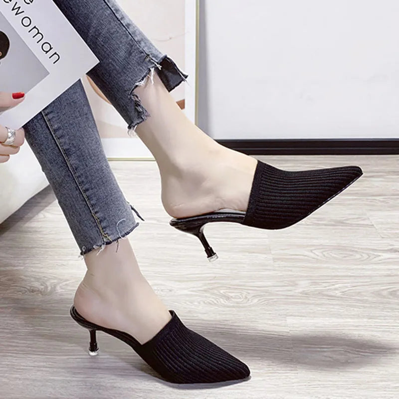 Comemore 2025 New Women's Summer Mules Fashion Female Flipflop Yellow Office Slippers Flat Sandals Women Spring Slides Shoes 43