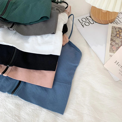 Zipper Front Crop Top