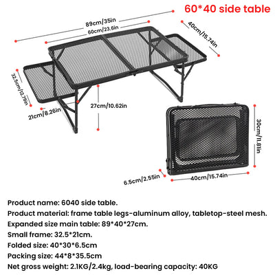 Camping Table Iron Mesh Folding Table Portable Outdoor Camping With Lifting Shelf Mesh Folding Table Outdoor Foldable Table