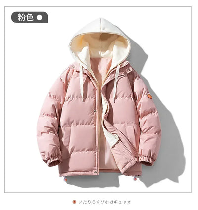 Men Hooded parka Thick Warm Colorful Bubble Coat Winter Jacket Mens Streetwear Hip Hop Parka Korean Black Clothes Puffer Jackets