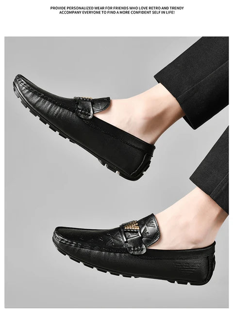 High-end Top-grain Cowhide Korean-style Bean Shoes, Men's Genuine Leather Breathable Business Casual Leather Shoes, Men's Shoes
