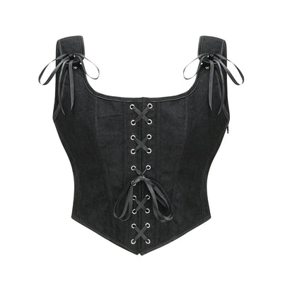 Women's Retro Lace Up Corsets with Straps Steampunk Bustier Crop Top Women Body Shaper Slimming Vest