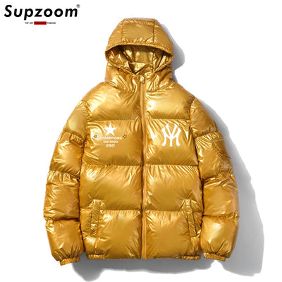 Supzoom New Arrival Top Fashion Hip Hop Print Bread Suit Winter Cotton Couple Cold Clothes Hooded Casual Mens Jackets And Coats