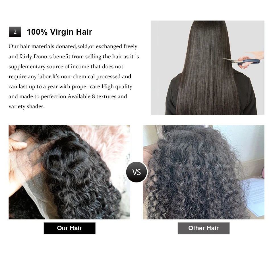 Water Wave 250% Density Invisi Strap 360 Full Lace Frontal Wig 30 inch Black Human Hair Drawstring Snug Kinky Curly Preplucked