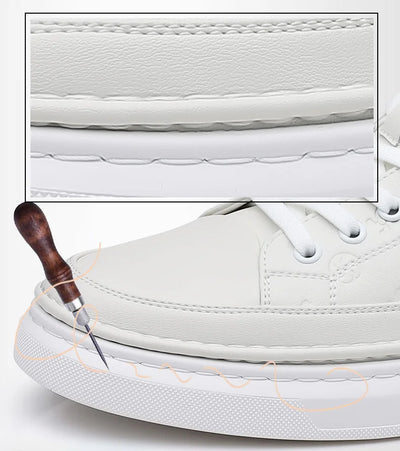 Spring New Shoes for Men Genuine Leather Casual Shoes Leisure Flats Skateboard Shoes Cow Leather Youth Lace-up Sneakers
