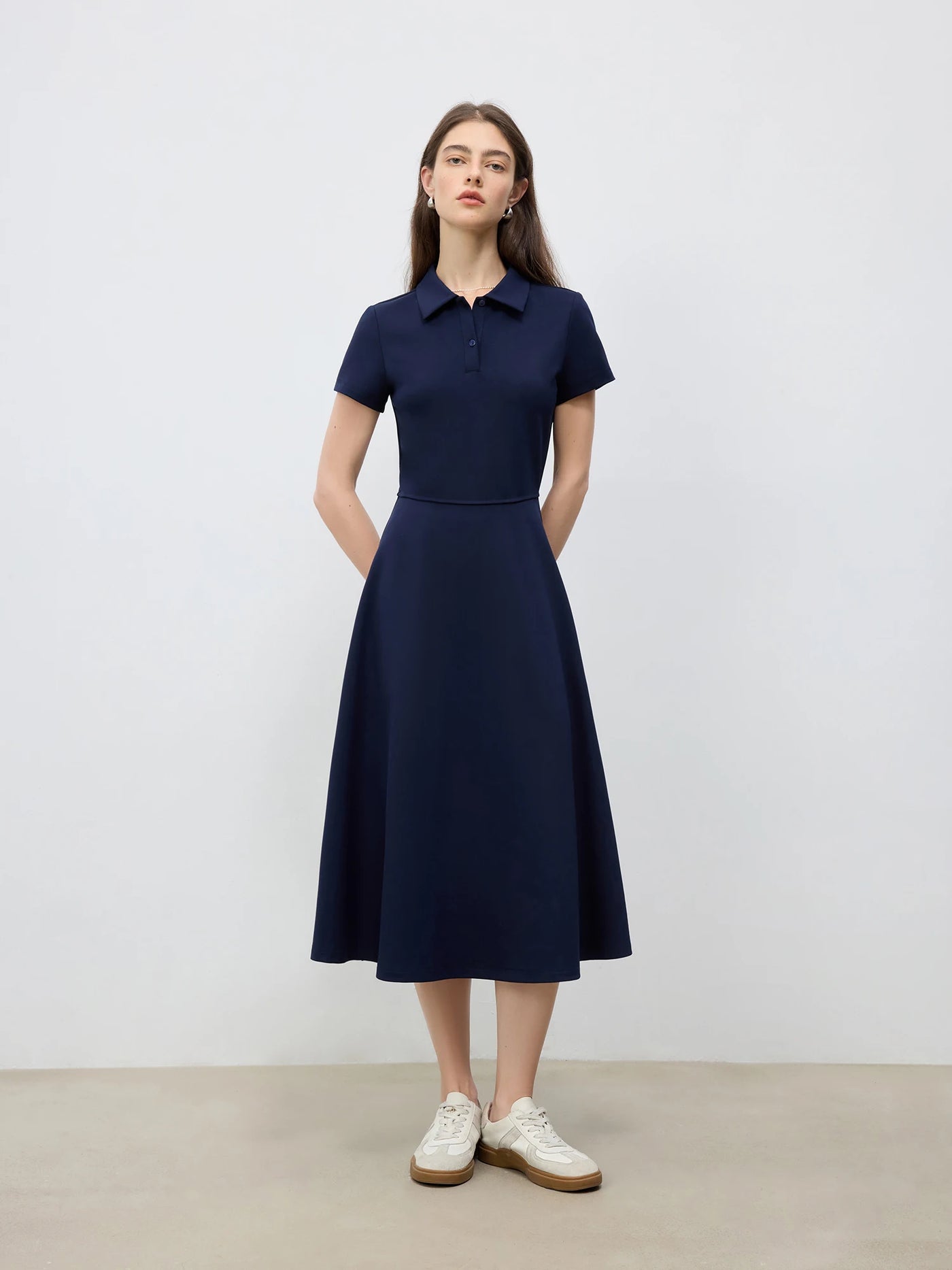 ZIQIAO 2025 Summer Women's Polo Mini Dress - Waist-Defining Silhouette & Breathable Textured Fabric Casual Dresses 25ZQ92190