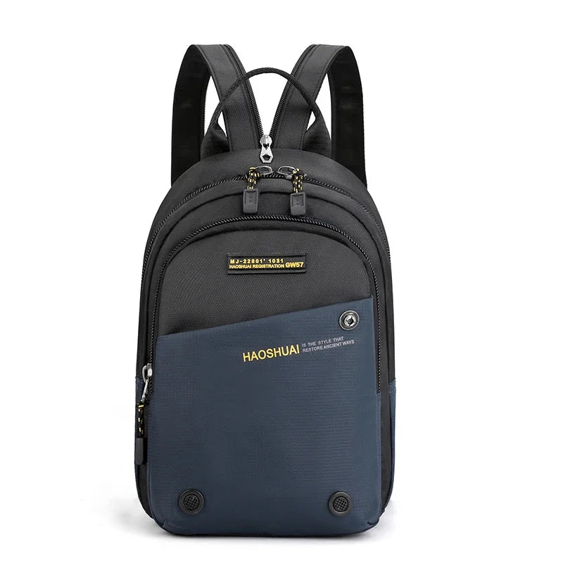 Men Nylon Small Backpack Rucksack  Multi-Functional Casual Travel Male Messenger Cross Body Chest Bags Knapsack Daypack