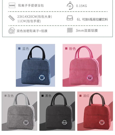 Functional Pattern Cooler Lunch Box Portable Insulated Canvas Lunch Bag Thermal Food Picnic Lunch Bags For Women Kids