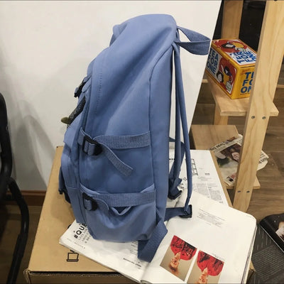 Casual Nylon Student Backpack Canvas Harajuku Shoulders Bag Rucksack Large Capacity School Bag Lady