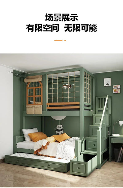 Double Storage Space Children Beds Loft Foldable Bunk Slide Children Beds Design Mueble Infantil Bedroom Furniture