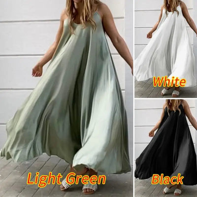 ZANZEA 2024 Summer Holiday Beach Sundress Women Sleeveless Dress Big Swing Vestidos Casual Sexy Bohemian Solid Color Robe Femme