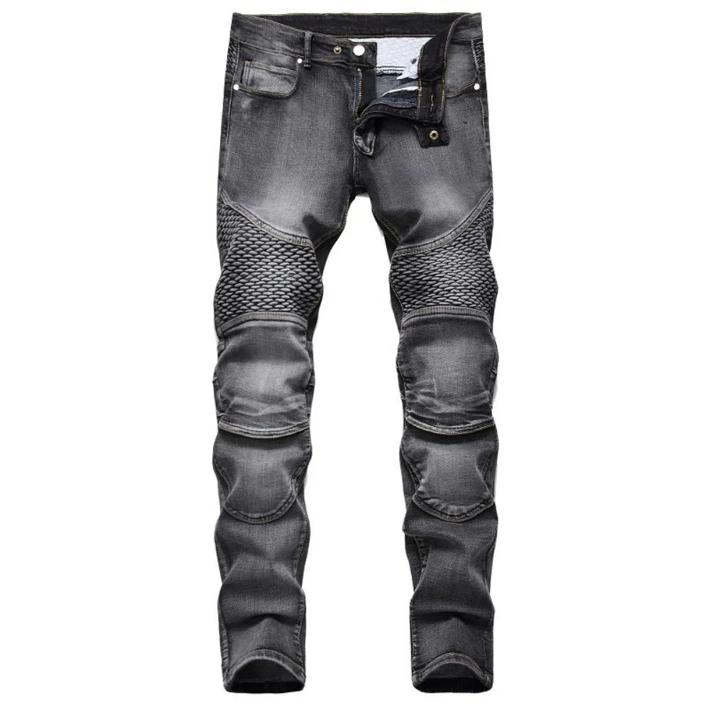Jeans Men Long Pencil Pants Denim Pant High Waist Slim Fit Simple Zipper Splice Casual Regular Autumn Winter Straight Trousers