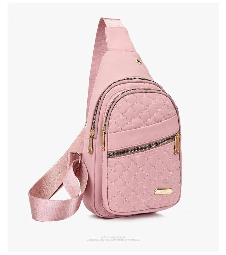 Women Chest Bag Simple Ladies Crossbody Bag Small Sling Backpack Fashion Large Capacity Waterproof Sling Bag with Headphone Jack