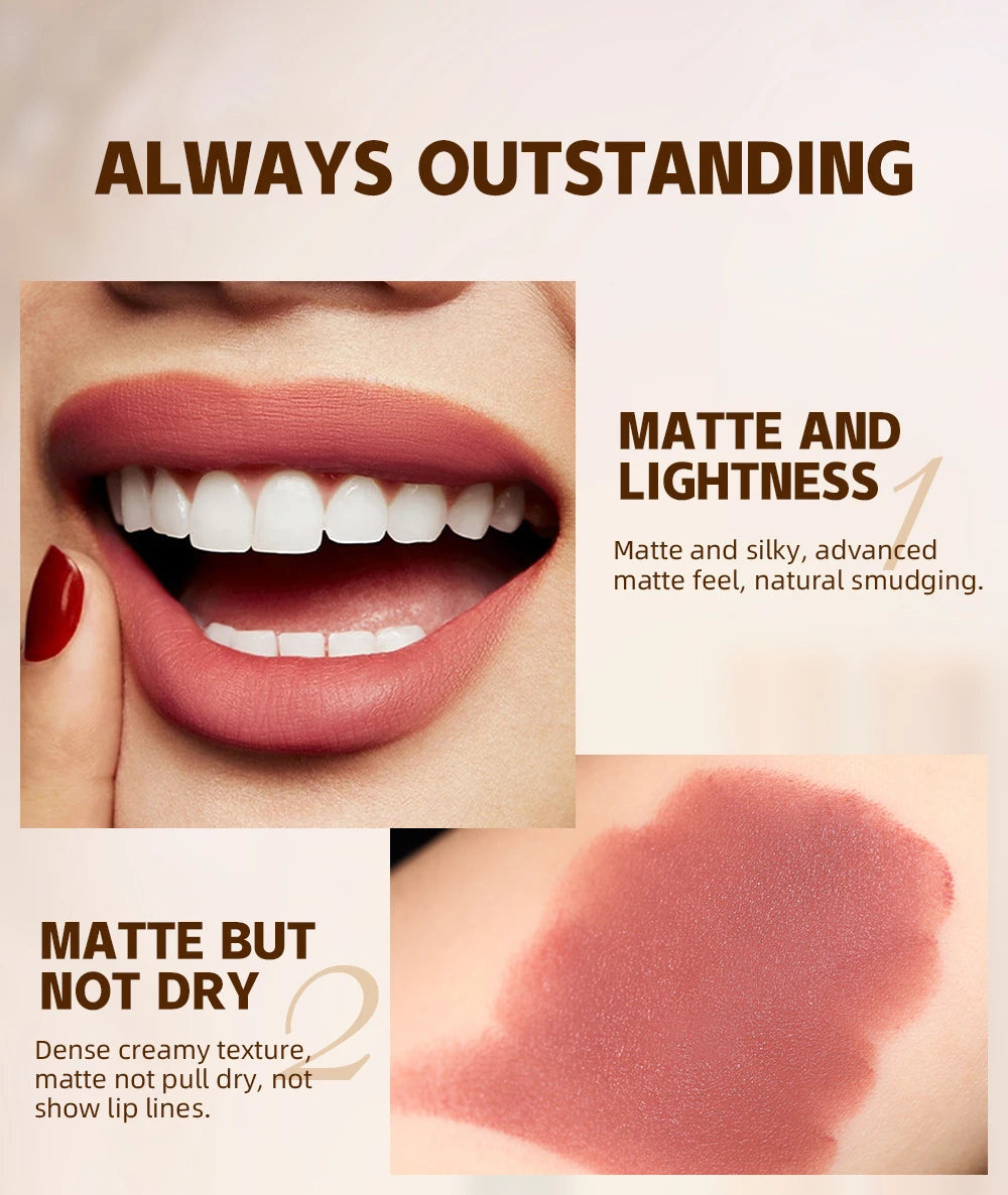New Velvet Matte Lipstick Long Lasting Waterproof Lipstick Non-Stick Cup Lip Stain Tint Cosmetics Lip Pencil Liner Makeup