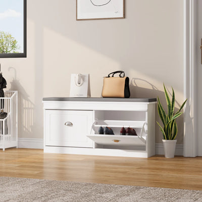 【Breeins】Flip Down Shoe Bench Cabinet, Shoes Rack Storage Organizer Shelf Home Decoration For Entryway