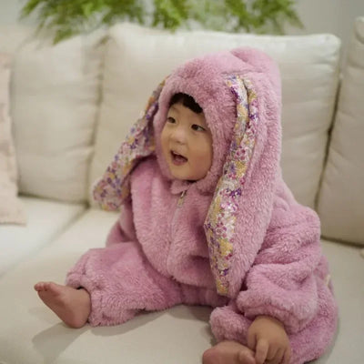 Winter Winter  Baby Romper Boys Girls Zipper Newborn Jumpsuit Cute Hooded Rabbit Pajamas Baby Girl Clothes 1-2 Years