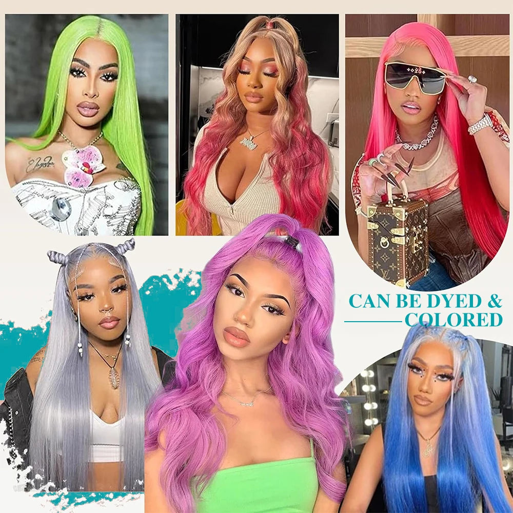 13x4 13x6 HD Transparent Full Lace Frontal Wigs 613 Blonde Colored Straight Human Hair Wig Lace Front Wigs For Women 46 Inches