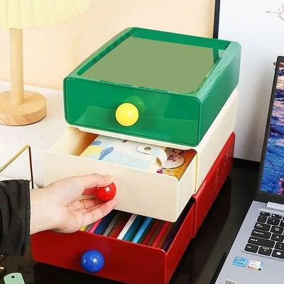 Large Capacity Desk Organizer Box Dopamine Dust-proof Cosmetics Storage Box Stackable Desktop Storage Boxes Drawer Home Office