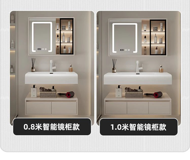 Bathroom Furniture Skin Sensor Bathroom Vanity Cabinet With Sink And Mirror Integrated Arc Washing Table Combination To Wash