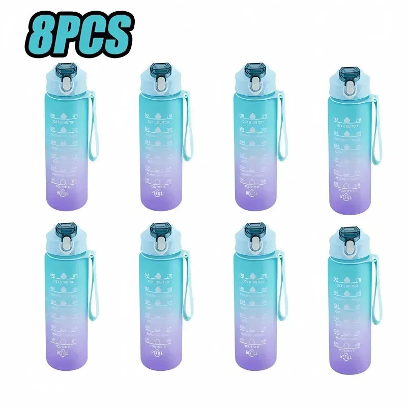 900ml Leakproof Water Bottles with Times To Drink and Straw Motivational Drinking Sports Water Bottle for Fitnes Gym Outdoor