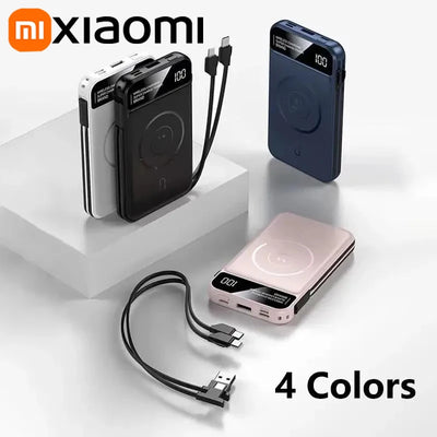 Xiaomi Emergency 50000mah Wireless Charging Power Bank Magnetic Charging Built-in Wire Mobile Phone Battery For IPhone Magsafe