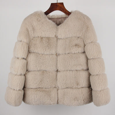 2023 Faux Fur Coat New Luxury Brand Winter Jacket Women Elegant Thick Warm Outerwear Streetwear Fake Fox Rabbit Fur Fashion