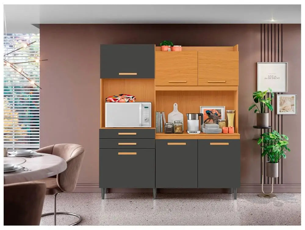 Selena Compact Kitchen Aramobile with Niche Counter for Microwave 6 Doors 2 Drawers