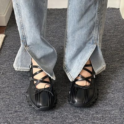 Ballerinas Woman 2025 Clogs Platform Low Heels Bow-Knot Casual Female Sneakers Summer Shoes Ladies Shallow Mouth Flats Ballet Cr