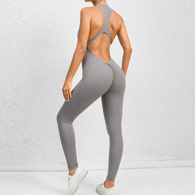 New Zip Up Rompers Scrunch Butt Yoga Sets Sleeveless pants Jumpsuit for Women Fitness Gym Clothing Workout Open Back Sports Suit