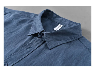 2025 Summer New Breathable Thin 100% Linen Short Sleeve Shirt for Men Casual Turn-down Collar Classic Shirt DC927