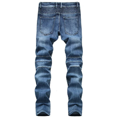 Jeans Men Long Pencil Pants Denim Pant High Waist Slim Fit Simple Zipper Splice Casual Regular Autumn Winter Straight Trousers