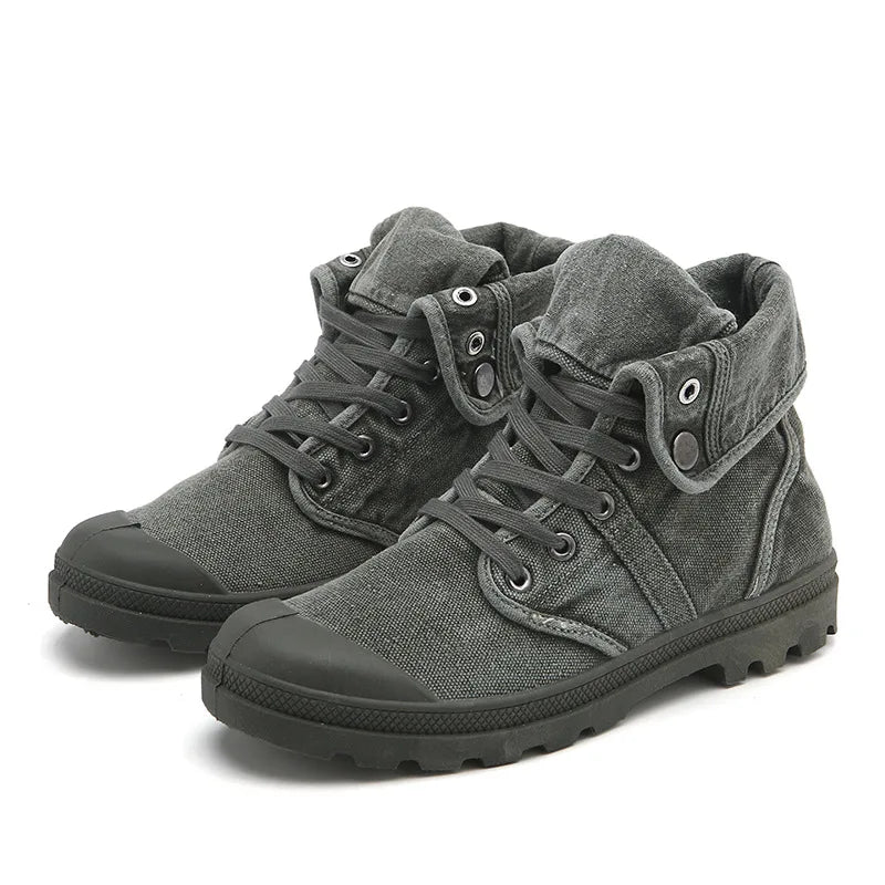 Ankle Boots for Men Sneakers Lace-up Outdoor Men Casual Shoes Flats Breathable Comfortable Canvas Shoes Male Zapatos Hombre