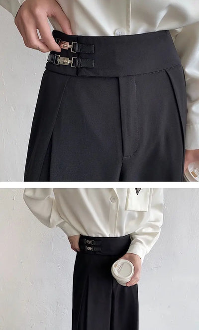 Black Suit Pants Men Oversized Fashion Social Mens Dress Pants Korean Loose Straight Wide Leg Pants Mens Office Formal Trousers