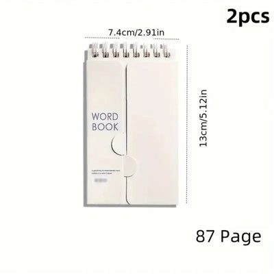 Portable Vocabulary Memory Notepad - Shorthand Spiral Notebook for Planning and Memorization with Cover-Up Feature