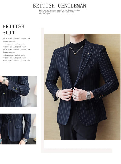 2024 Slim Fit Men's Wedding Casual Suit High-End All-in-One Handsome Two Button Fashion Boutique Single West Coat S-5XL