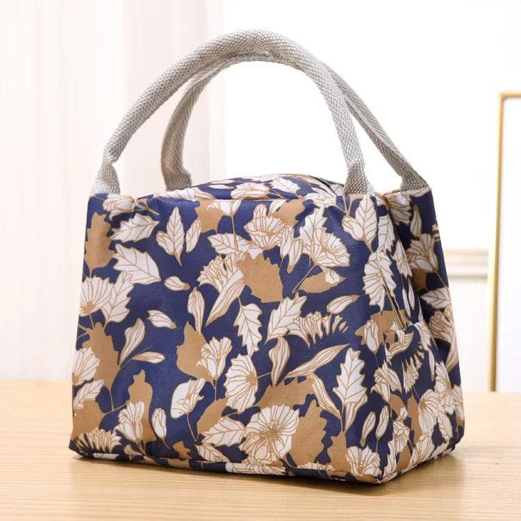Functional Pattern Cooler Lunch Box Portable Insulated Canvas Lunch Bag Thermal Food Picnic Lunch Bags For Women Kids