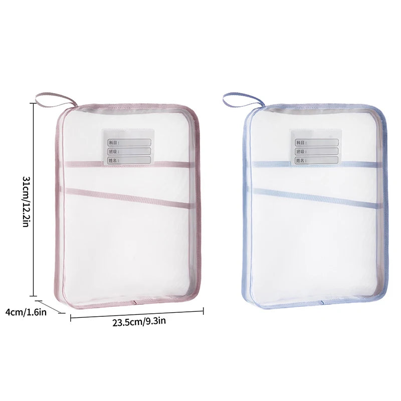 3 Layers Stationery Storage Bag Stationery Mesh Zipper Bag File Folders Large Capacity Storage Bags School Office Organizer 파우치