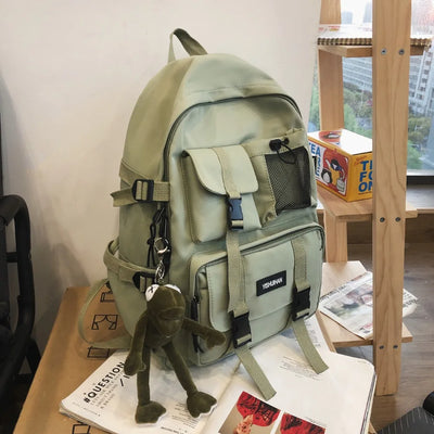 Casual Nylon Student Backpack Canvas Harajuku Shoulders Bag Rucksack Large Capacity School Bag Lady