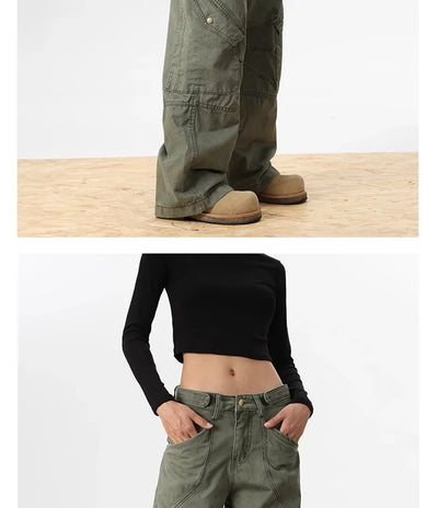 2024 Ropa Y2K Streetwear Army Green Baggy New Jeans Cargo Pants For Women Designer Clothes Multi Pockets Casual Lady Trousers