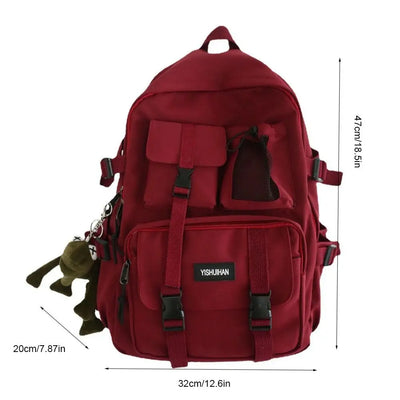 Casual Nylon Student Backpack Canvas Harajuku Shoulders Bag Rucksack Large Capacity School Bag Lady