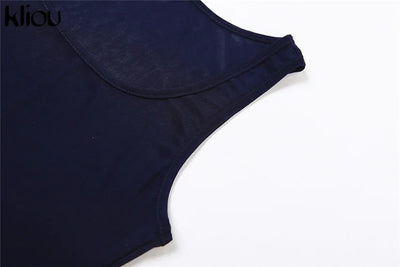 Kliou Solid Sheer Pure Cotton Maxi Dress Women Casual Square Collar Sleeveless Slim Robe Lady Holiday Style Streetwear Clothing