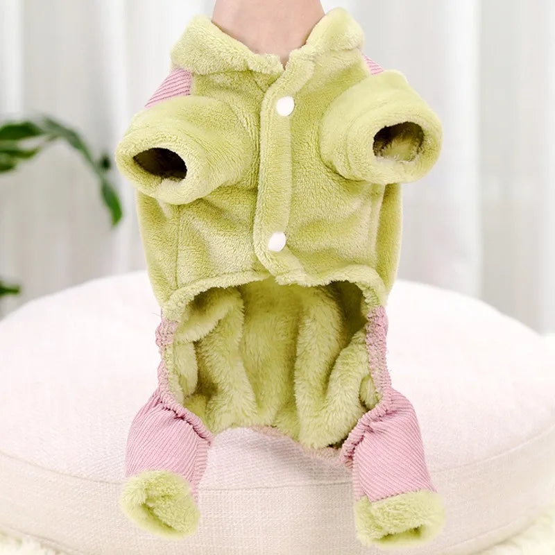 Soft Warm Dog Jumpsuits Pet Dog Coat for Small Dog Flower Pattern Puppy Pajamas Luxury Cat Jumpsuits Pet Jacket Coat Dog Clothes
